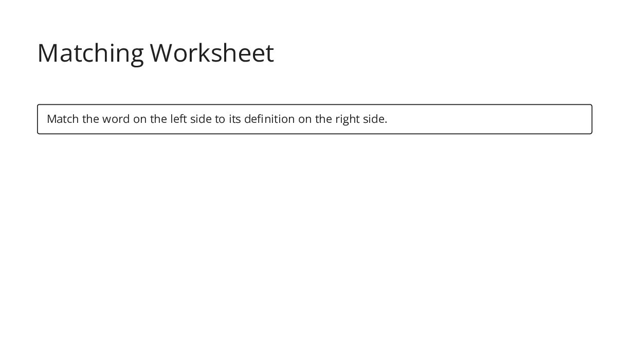 Matching Worksheet - My Worksheet Maker: Create Your Own Worksheets