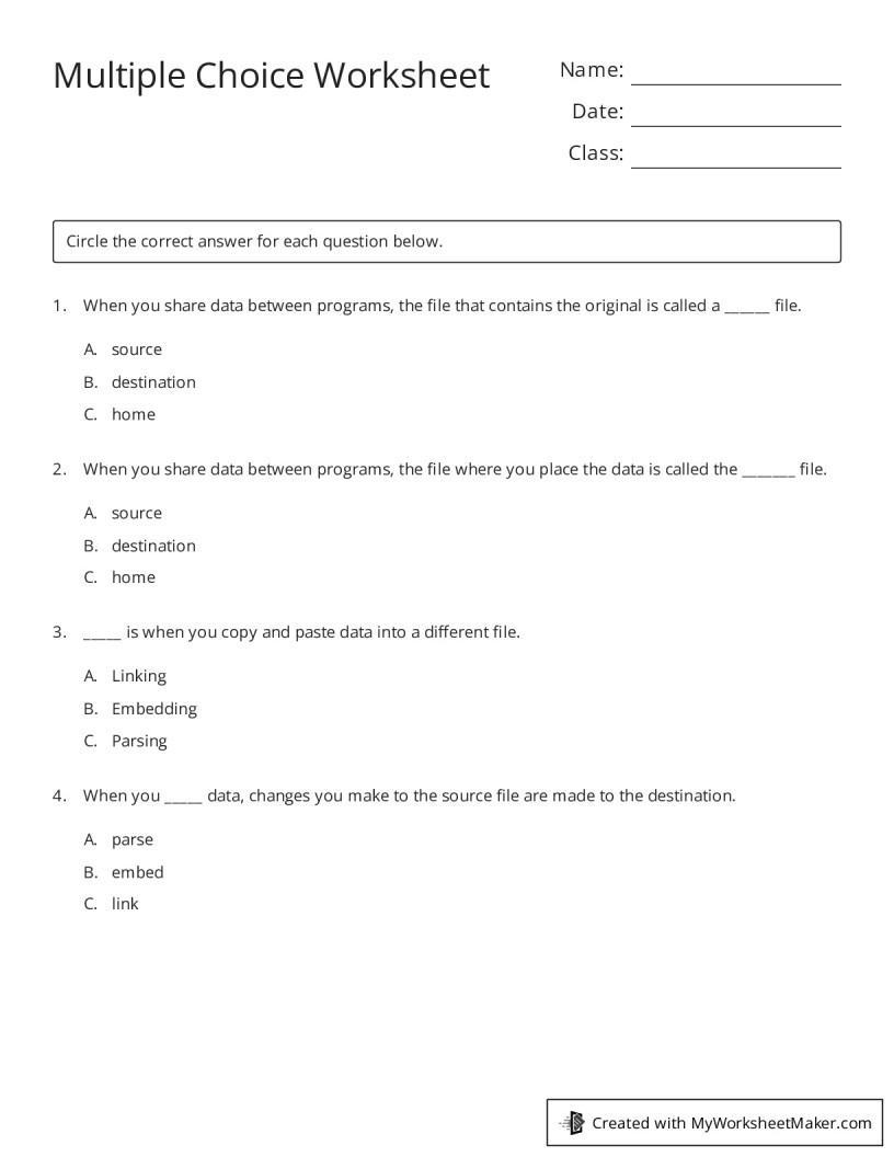 My Worksheet Maker: The Best Online Worksheet Creator