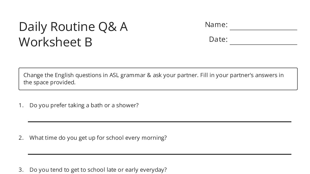 Daily Routine Q& A Worksheet B - My Worksheet Maker: Create Your Own ...