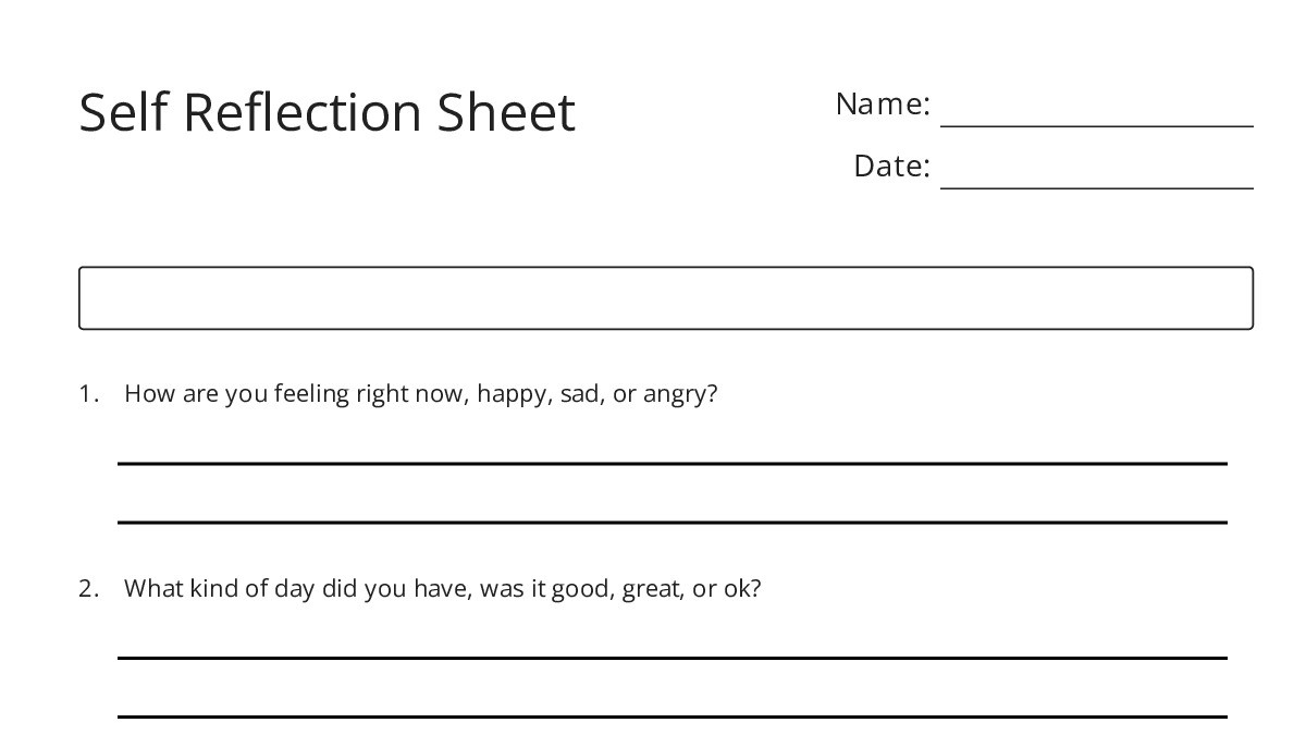 Self Reflection Sheet - My Worksheet Maker: Create Your Own Worksheets