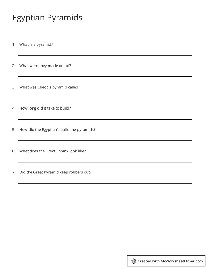 Egyptian Pyramids - My Worksheet Maker: Create Your Own Worksheets