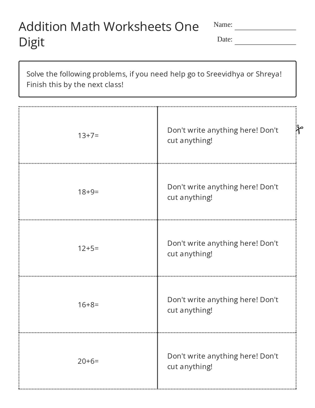 Addition flashcards for Grade 1 with two-digit addition problems.