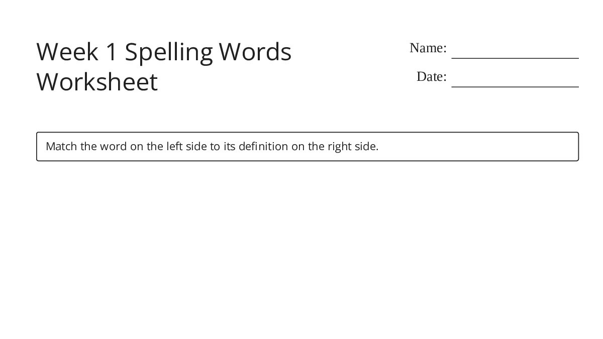 Week 1 Spelling Words Worksheet - My Worksheet Maker: Create Your Own ...