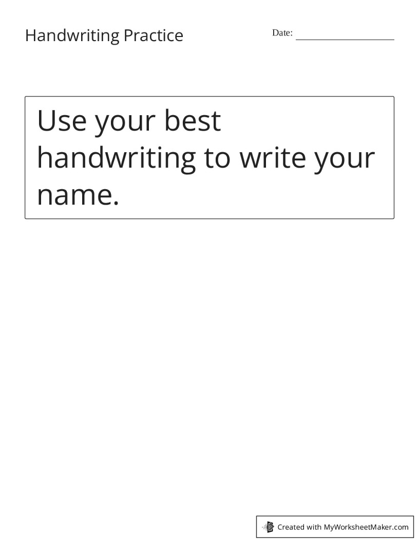 Handwriting Practice - My Worksheet Maker: Create Your Own Worksheets