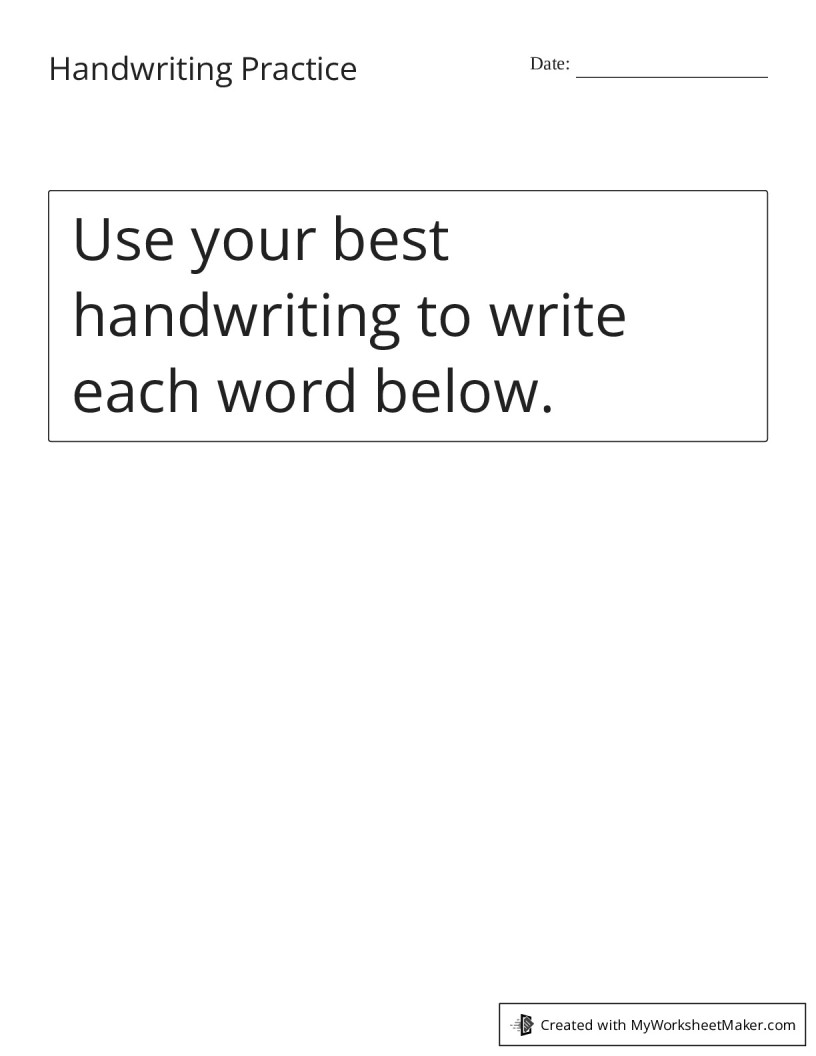 Handwriting Practice - My Worksheet Maker: Create Your Own Worksheets
