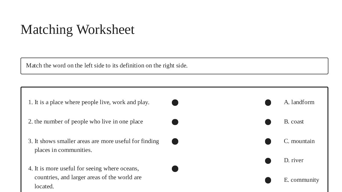 Matching Worksheet - My Worksheet Maker: Create Your Own Worksheets
