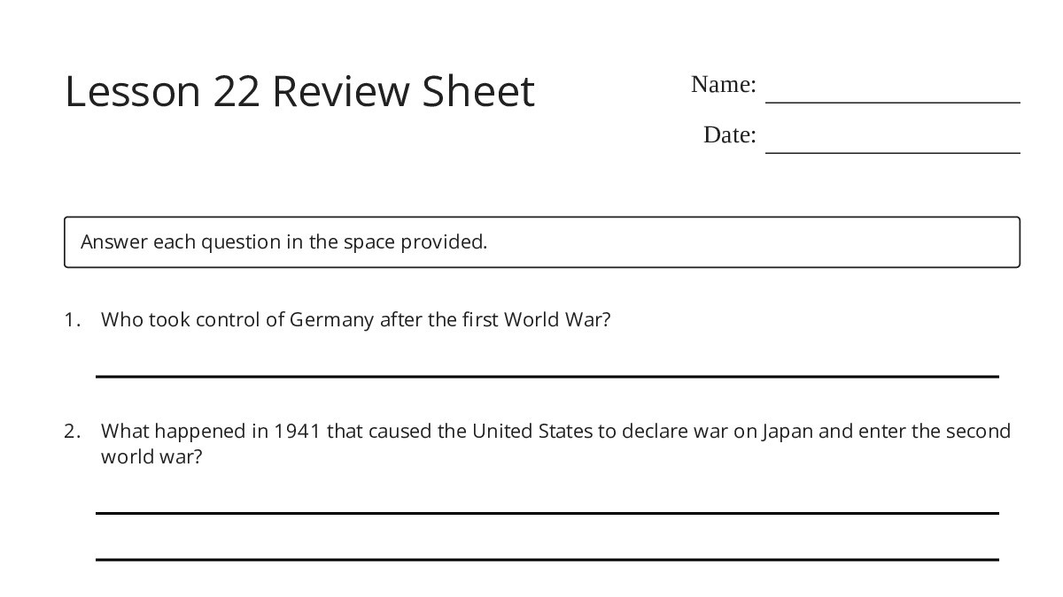 Lesson 22 Review Sheet - My Worksheet Maker: Create Your Own Worksheets