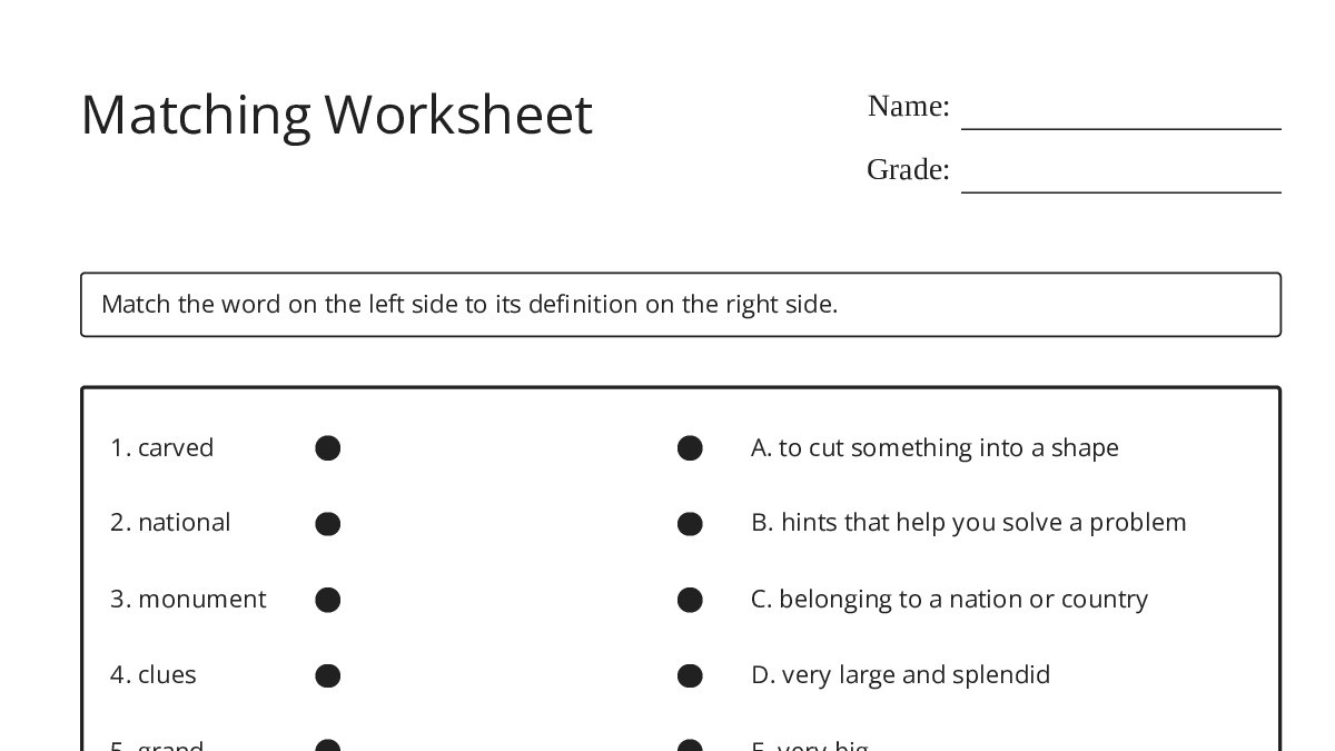 Matching Worksheet - My Worksheet Maker: Create Your Own Worksheets