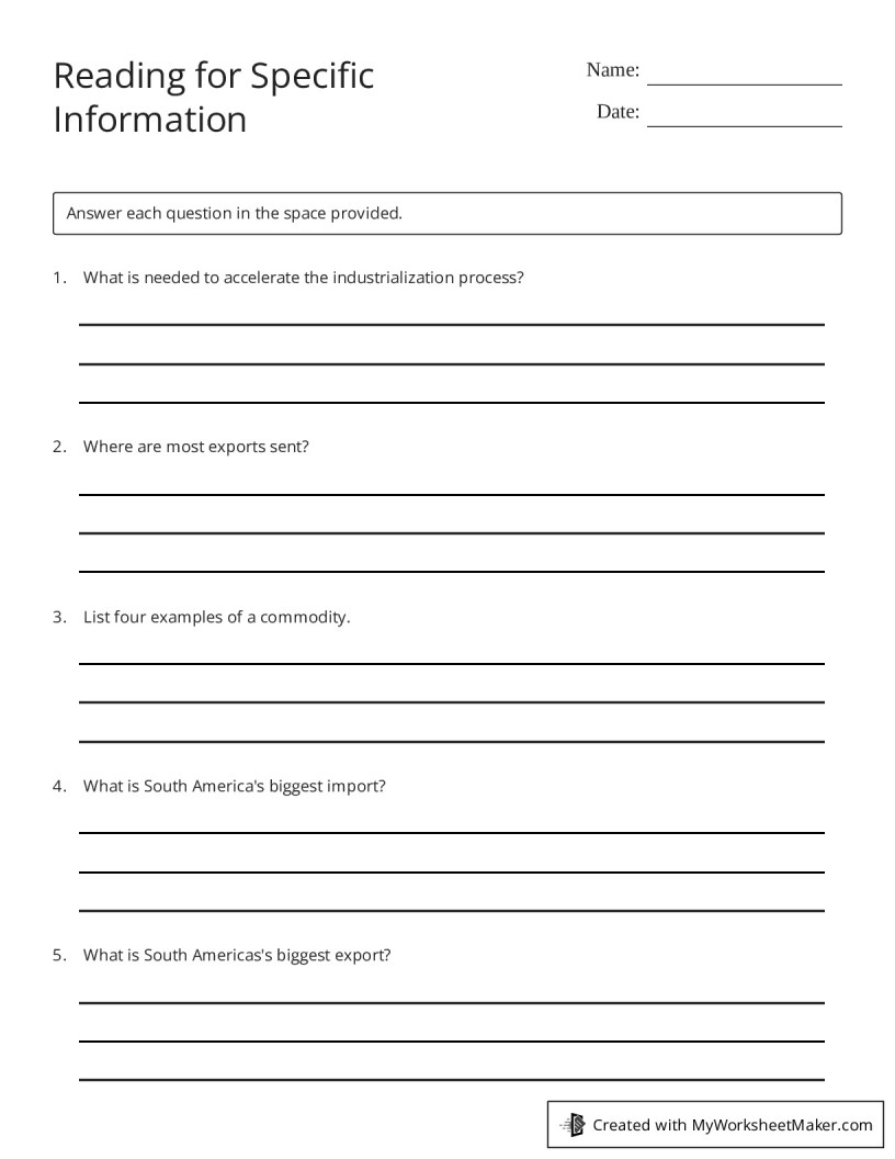 Reading For Specific Information Activity Tefl
