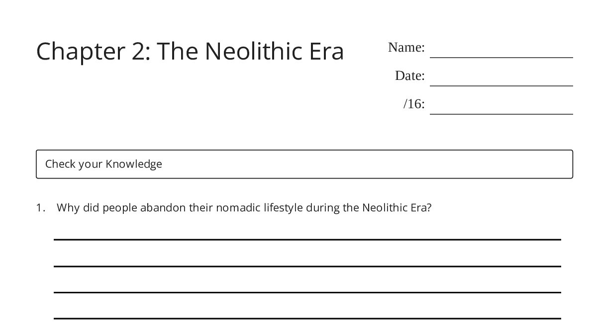 Chapter 2: The Neolithic Era - My Worksheet Maker: Create Your Own ...