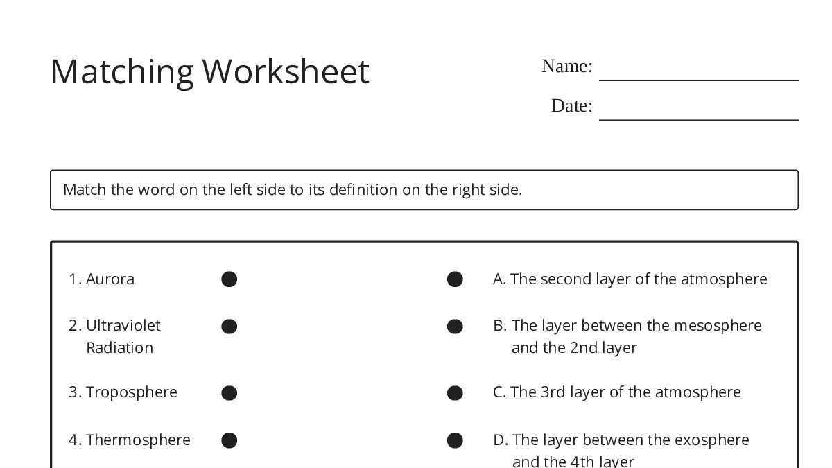 Matching Worksheet - My Worksheet Maker: Create Your Own Worksheets