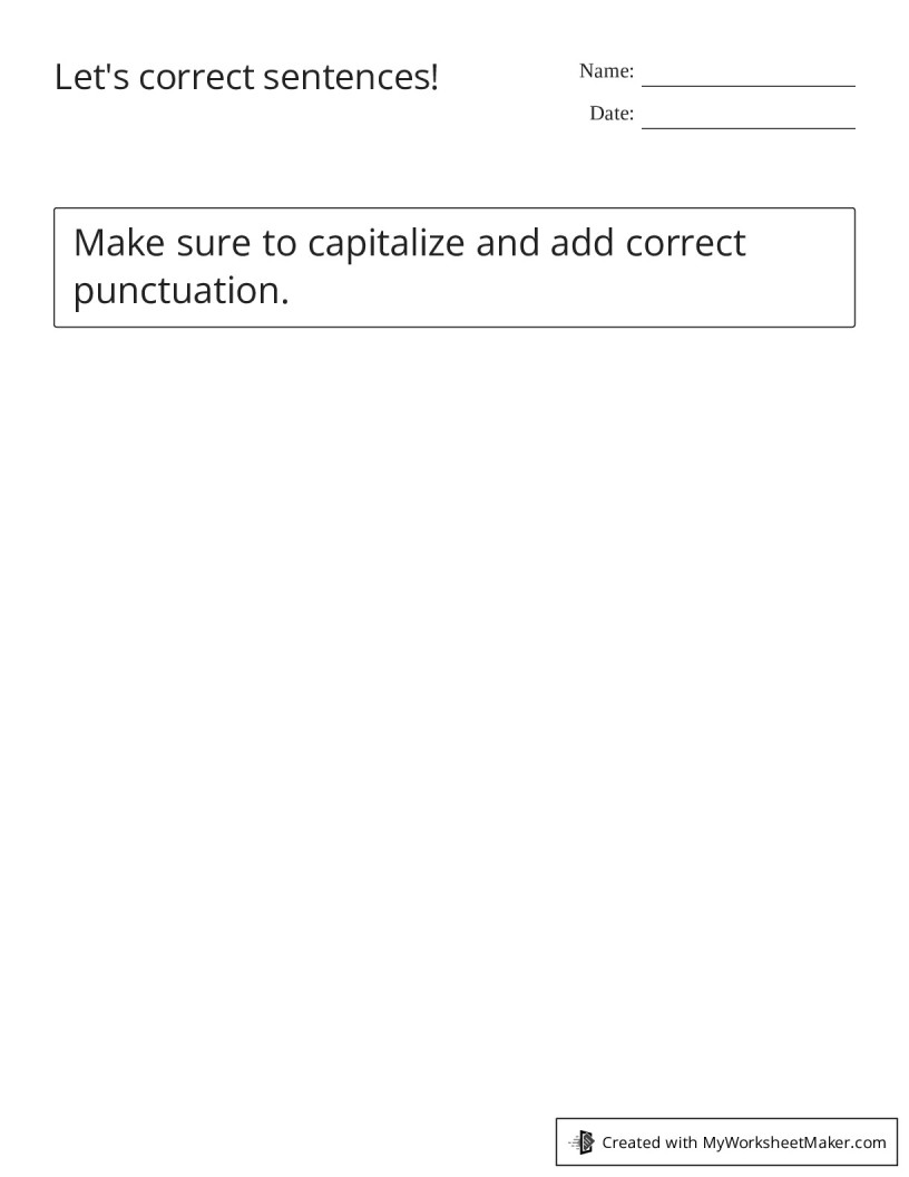 Let's correct sentences! - My Worksheet Maker: Create Your Own Worksheets