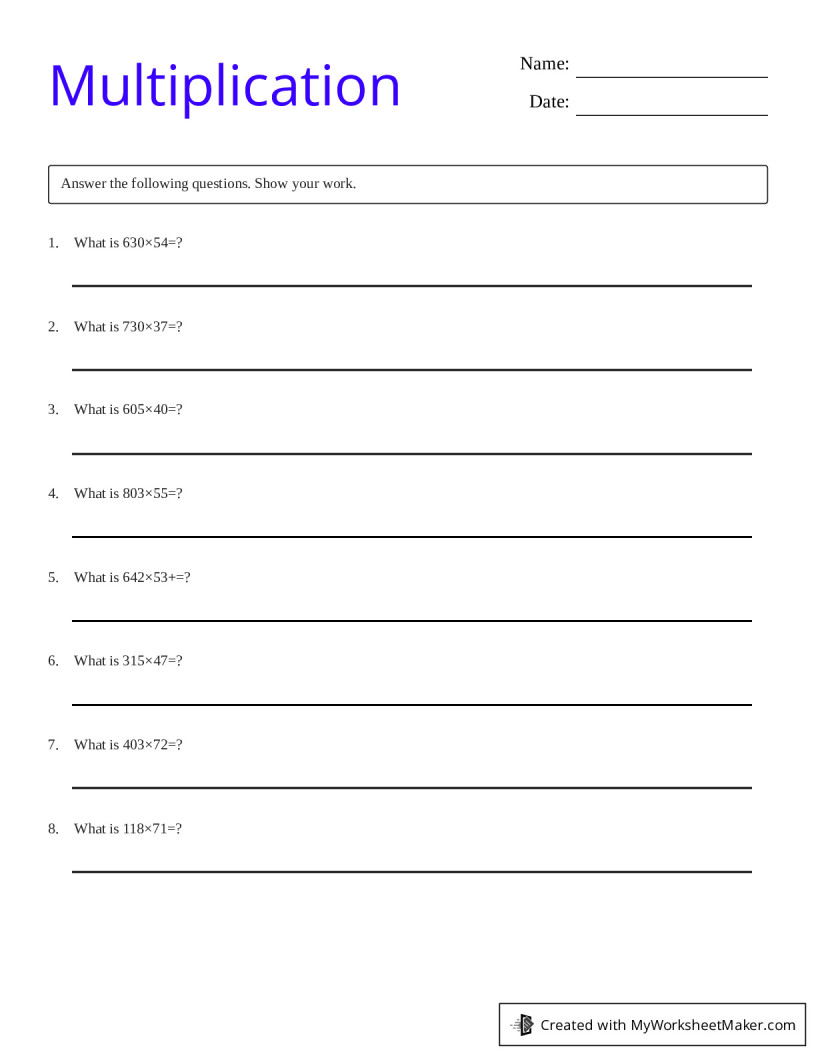Create Your Own Multiplication Worksheets