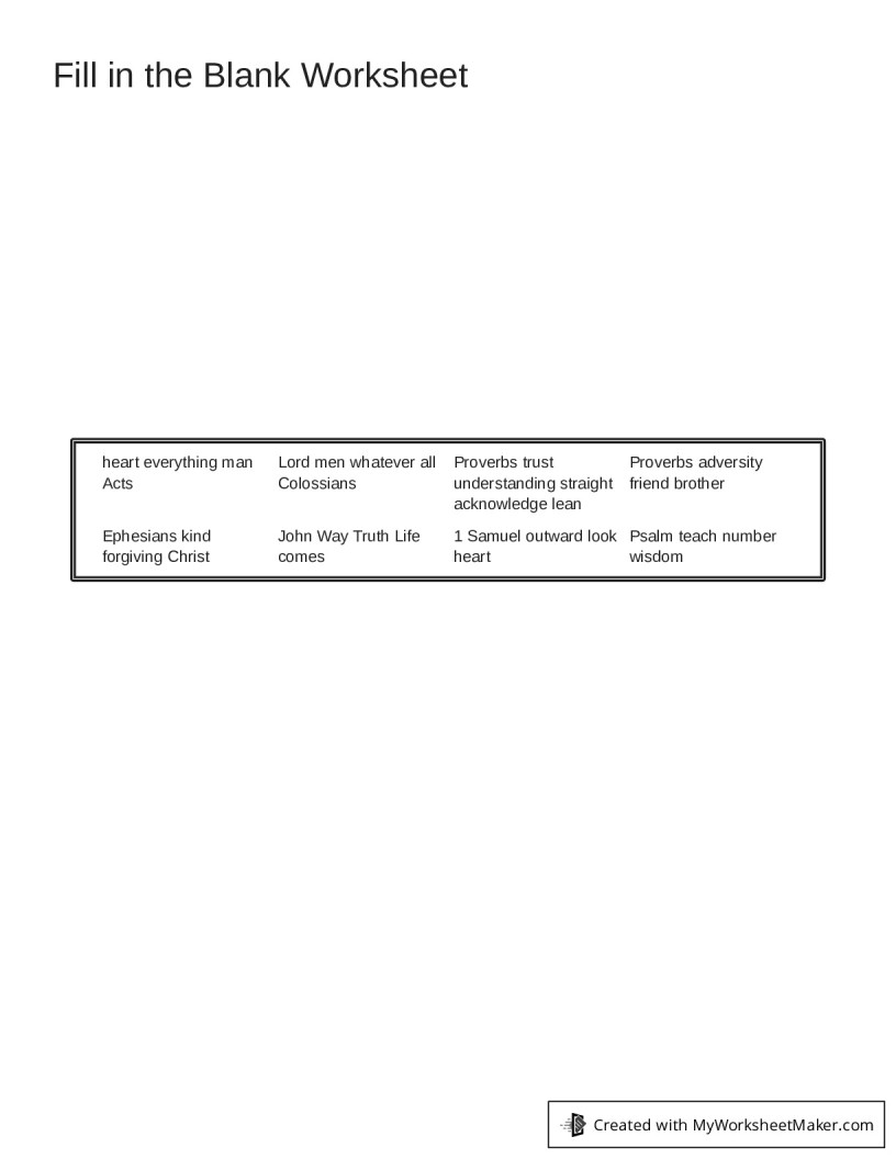 Fill in the Blank Worksheet - My Worksheet Maker: Create Your Own ...