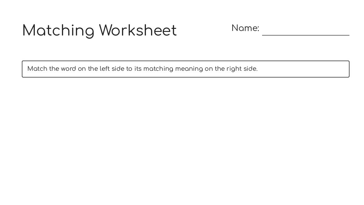 Matching Worksheet - My Worksheet Maker: Create Your Own Worksheets