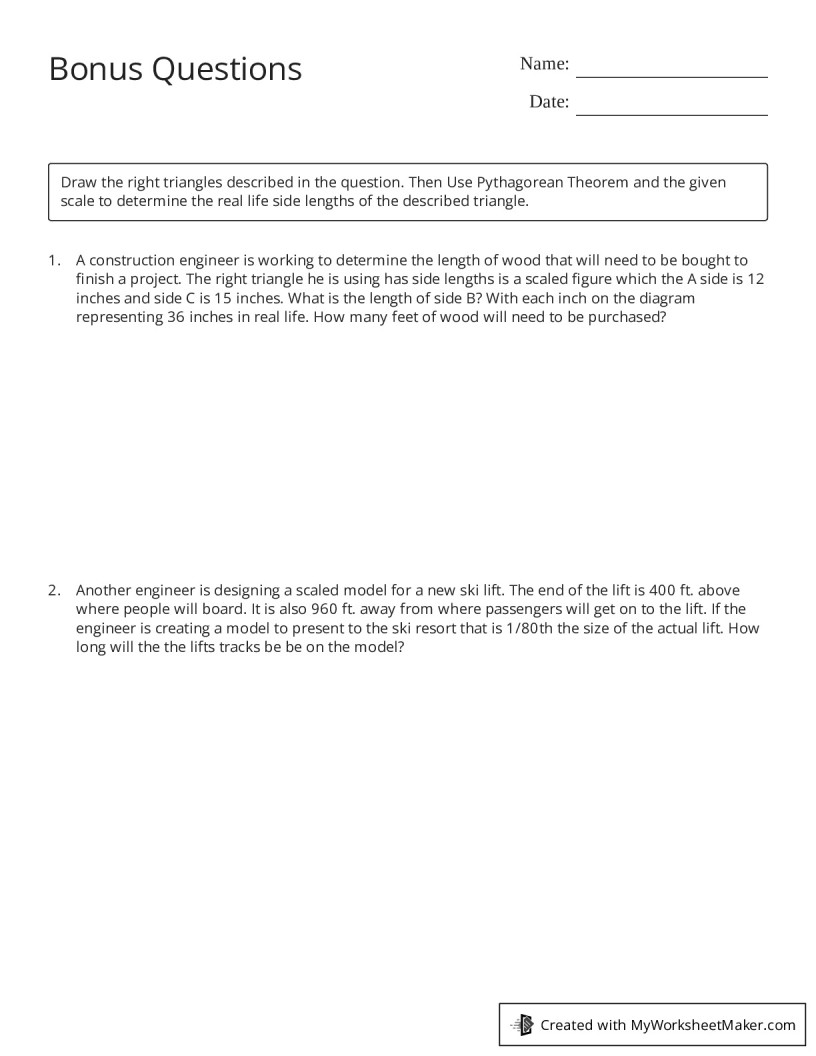 Bonus Questions - My Worksheet Maker: Create Your Own Worksheets