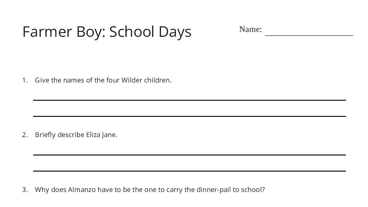 Farmer Boy: School Days - My Worksheet Maker: Create Your Own Worksheets