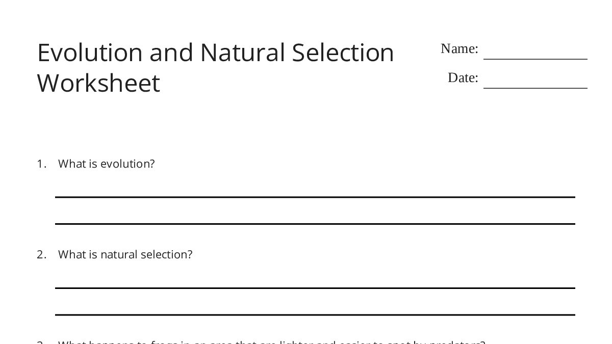 Evolution and Natural Selection Worksheet - My Worksheet Maker: Create ...