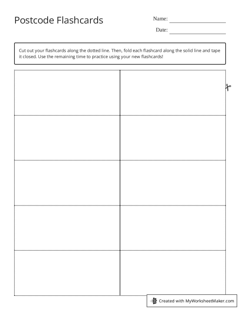 Postcode flashcards my flashcard maker create your own flashcards