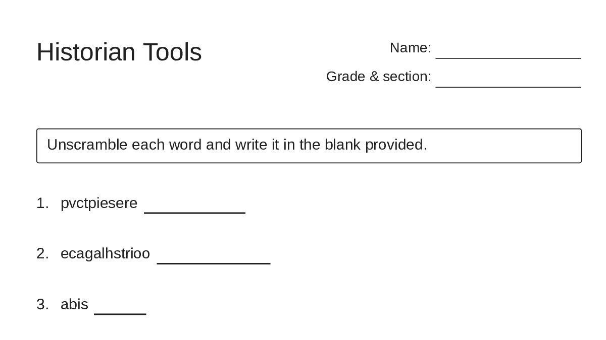 Historian Tools - My Worksheet Maker: Create Your Own Worksheets