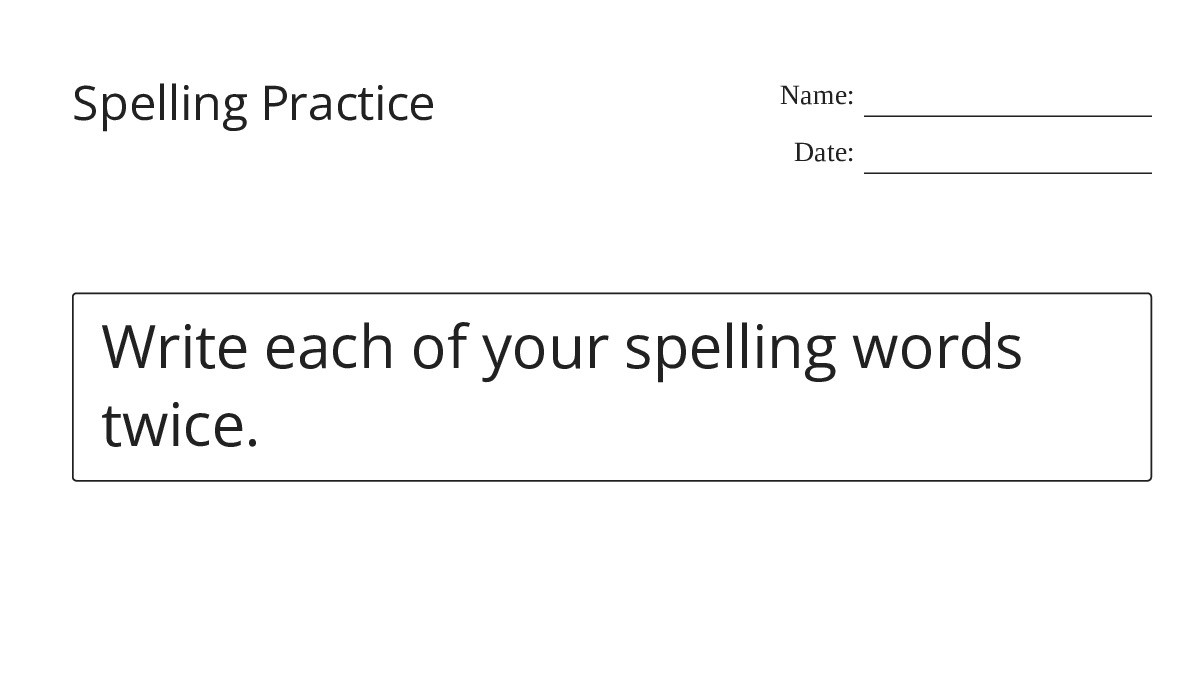 Spelling Practice - My Worksheet Maker: Create Your Own Worksheets
