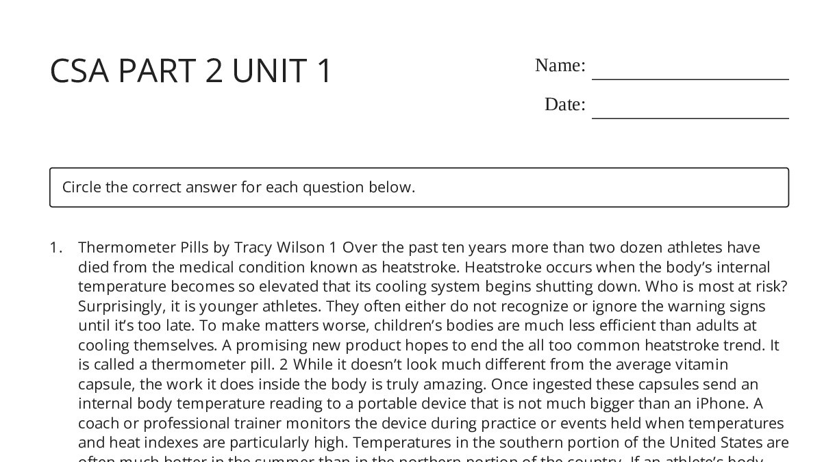 CSA PART 2 UNIT 1 - My Worksheet Maker: Create Your Own Worksheets