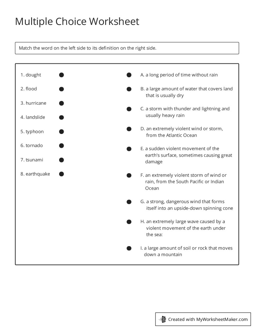 Multiple Choice Worksheet - My Worksheet Maker: Create Your Own Worksheets