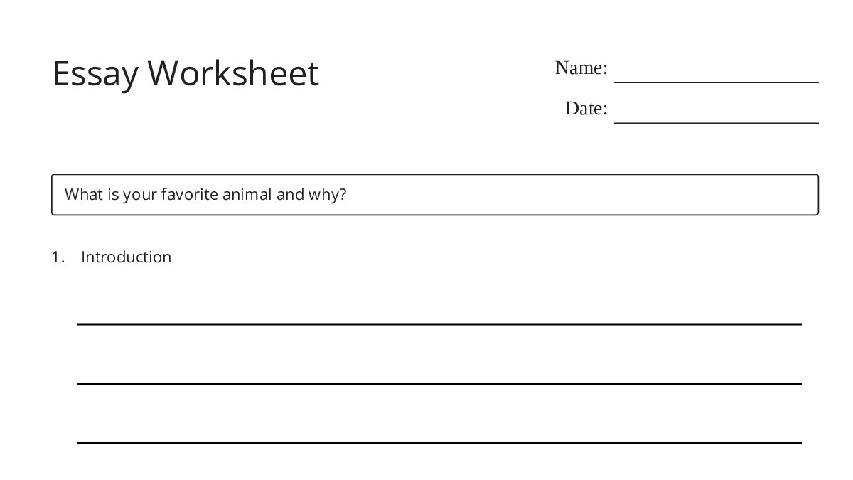 100 Essay Worksheet Essay Worksheet - My Worksheet Maker: Create Your Own Worksheets