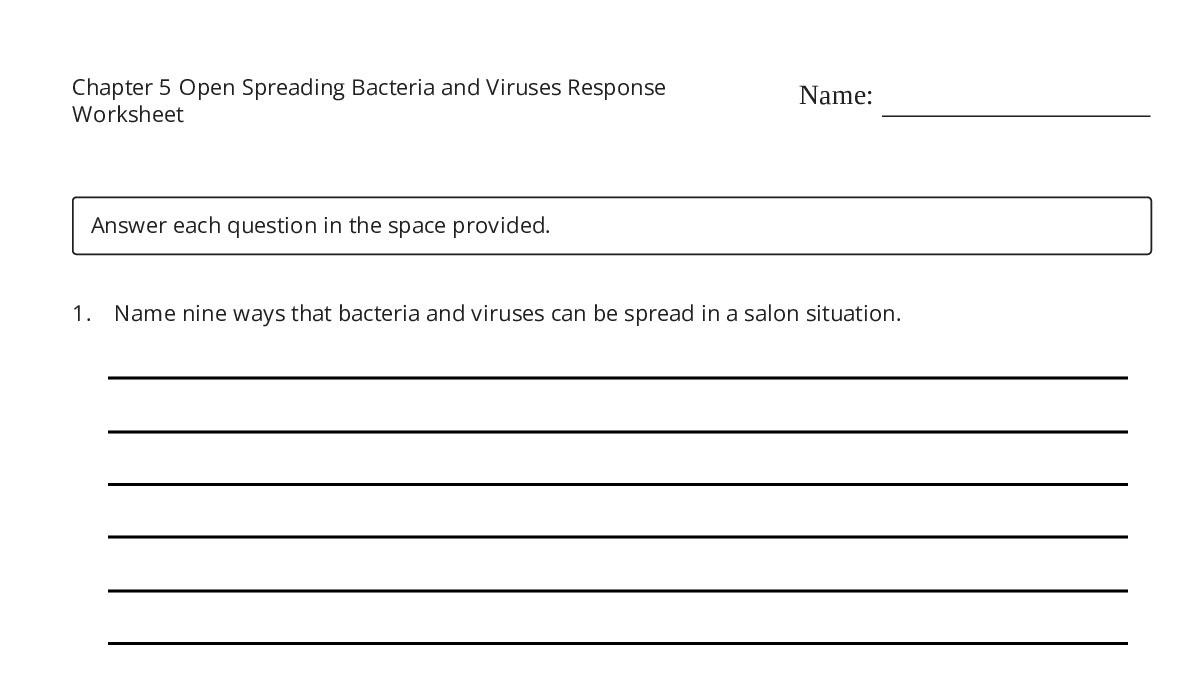 Chapter 5 Open Spreading Bacteria and Viruses Response Worksheet - My ...