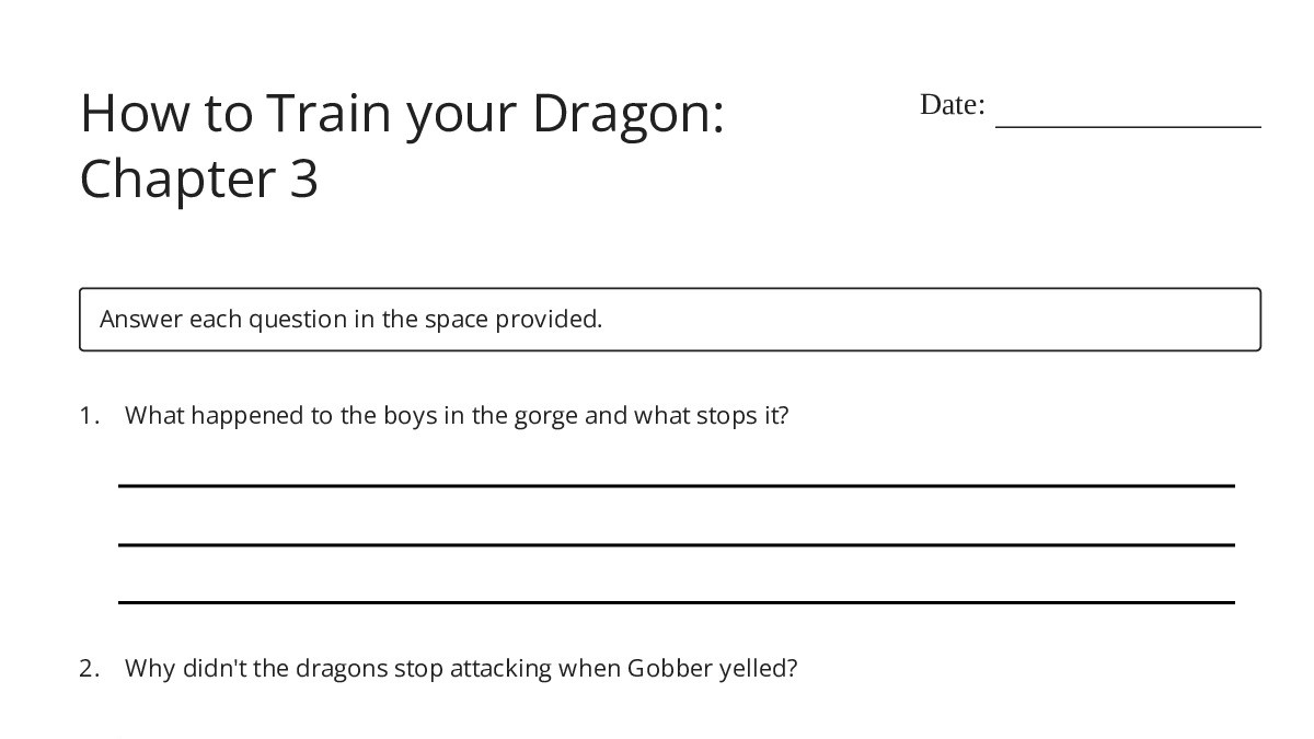 How to Train your Dragon: Chapter 3 - My Worksheet Maker: Create Your ...