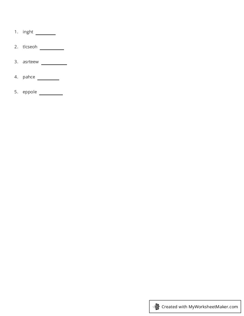 Word Scramble - My Worksheet Maker: Create Your Own Worksheets