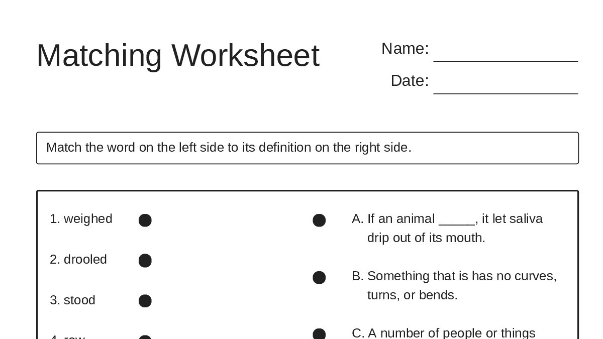 Matching Worksheet - My Worksheet Maker: Create Your Own Worksheets