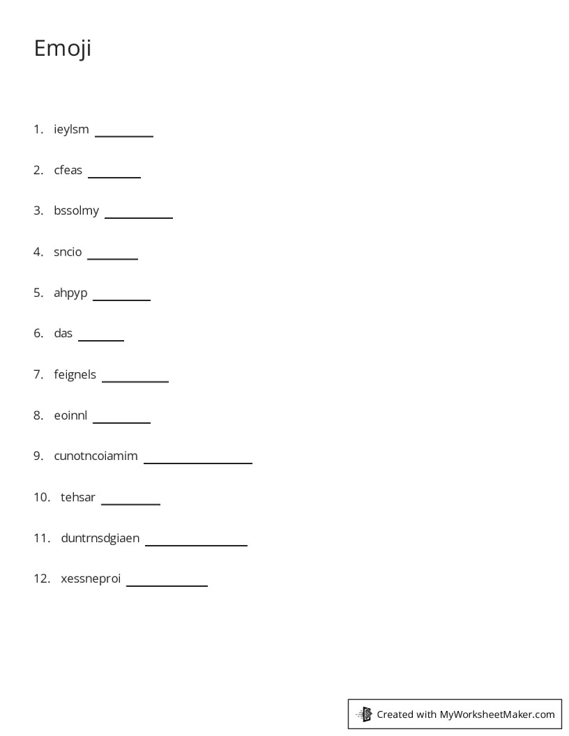 Emoji - My Worksheet Maker: Create Your Own Worksheets