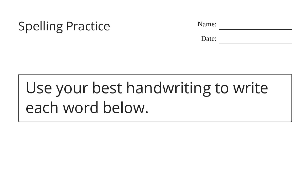Spelling Practice - My Worksheet Maker: Create Your Own Worksheets