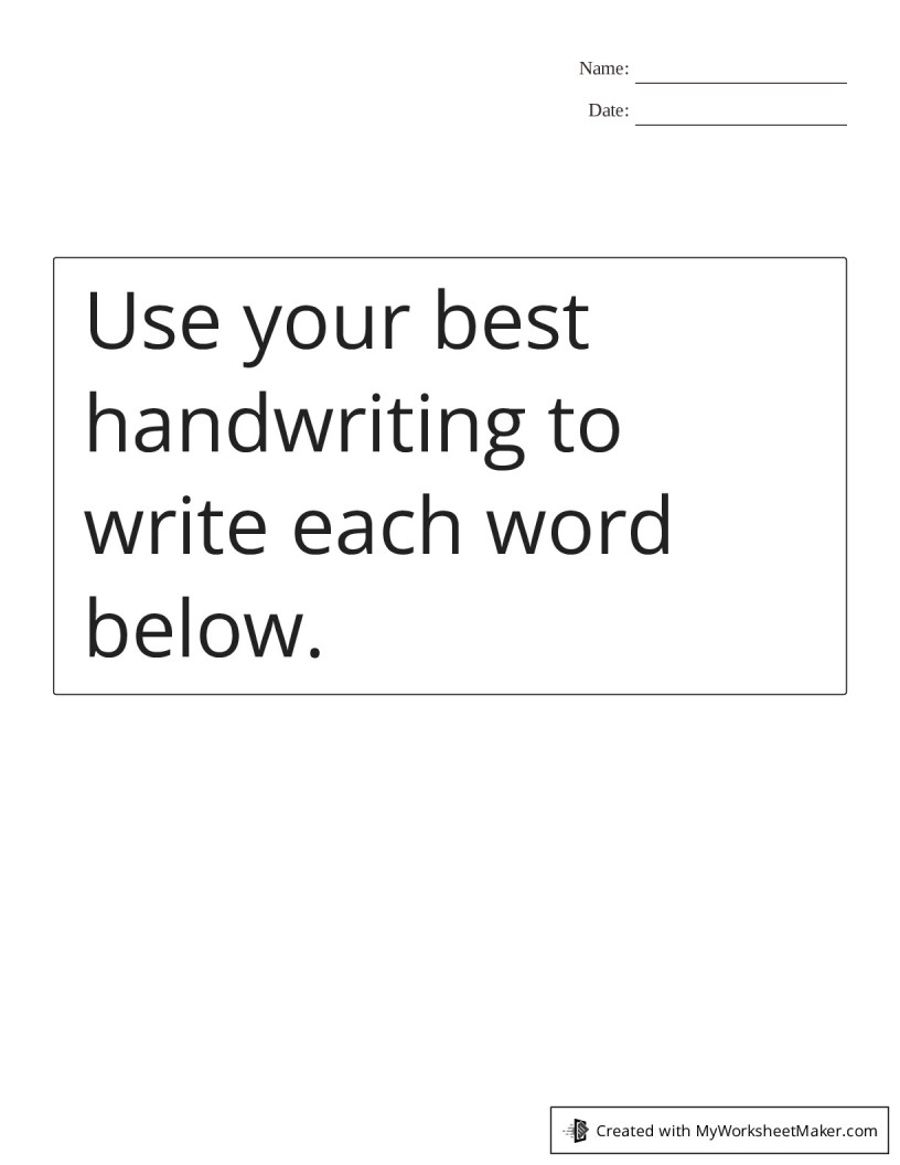 Handwriting Practice - My Worksheet Maker: Create Your Own Worksheets