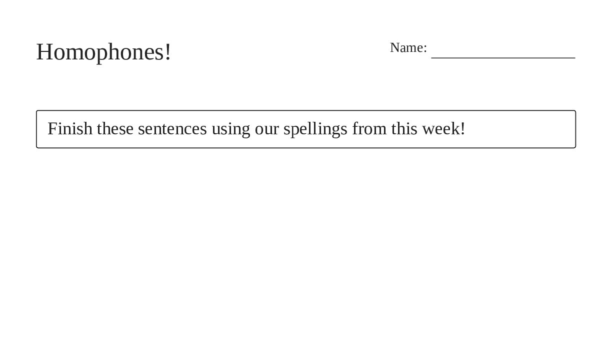 Homophones! - My Worksheet Maker: Create Your Own Worksheets