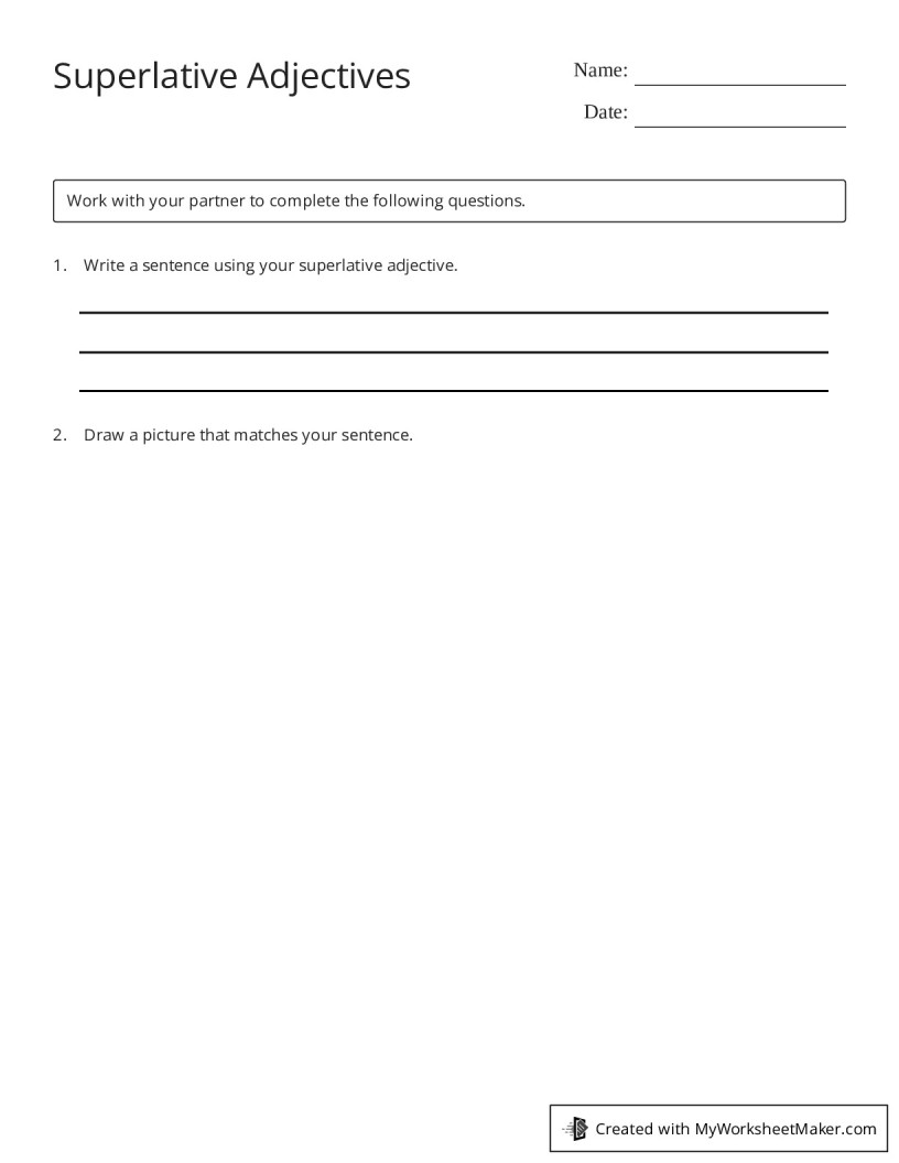Superlative Adjectives - My Worksheet Maker: Create Your Own Worksheets