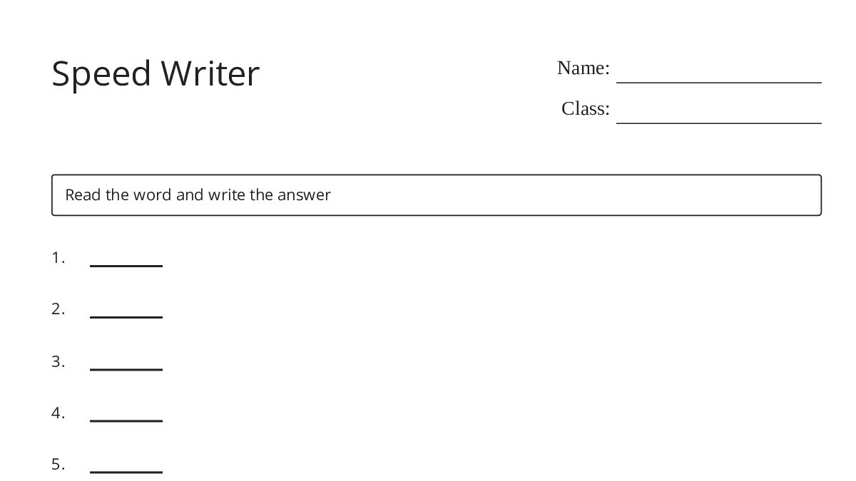 Speed Writer Speed Writer - My Worksheet Maker: Create Your Own Worksheets