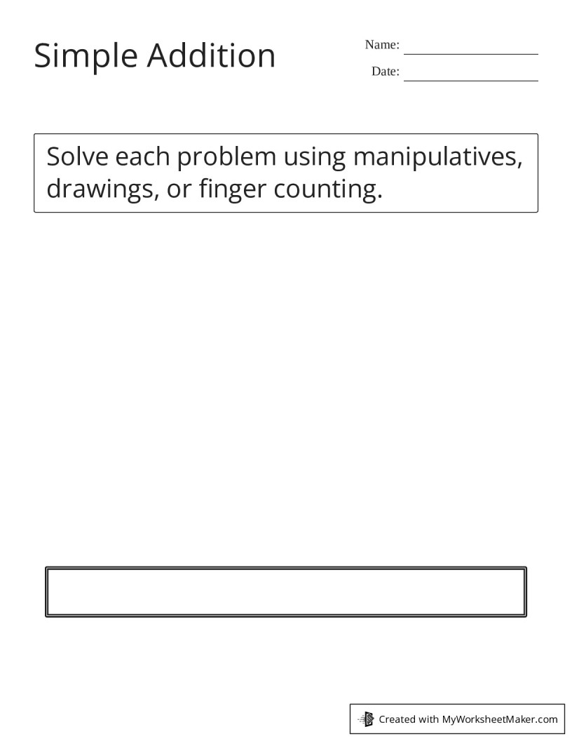 Simple Addition - My Worksheet Maker: Create Your Own Worksheets