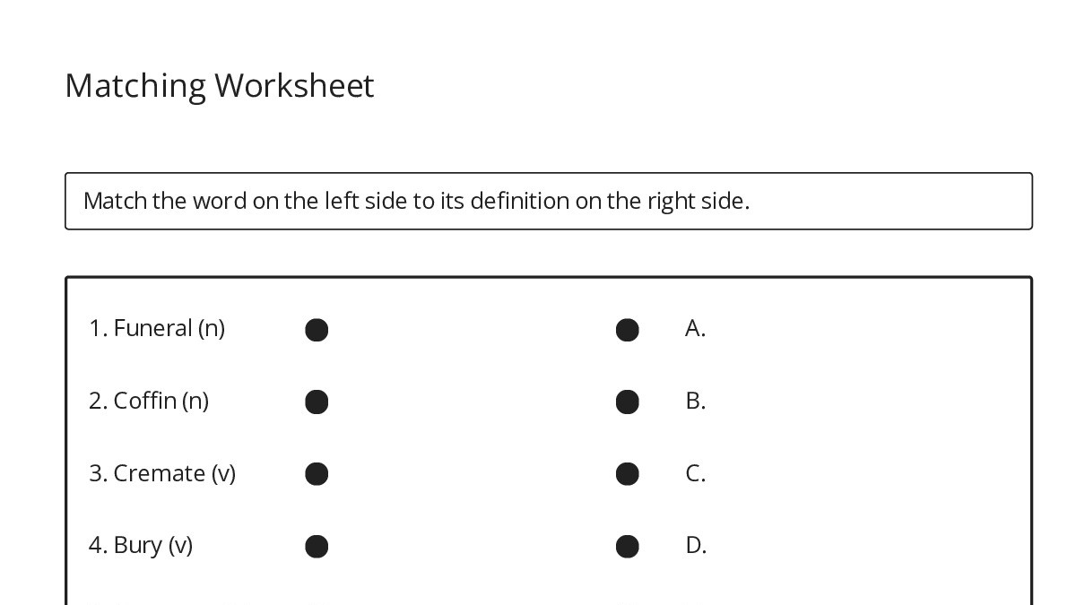 Matching Worksheet - My Worksheet Maker: Create Your Own Worksheets