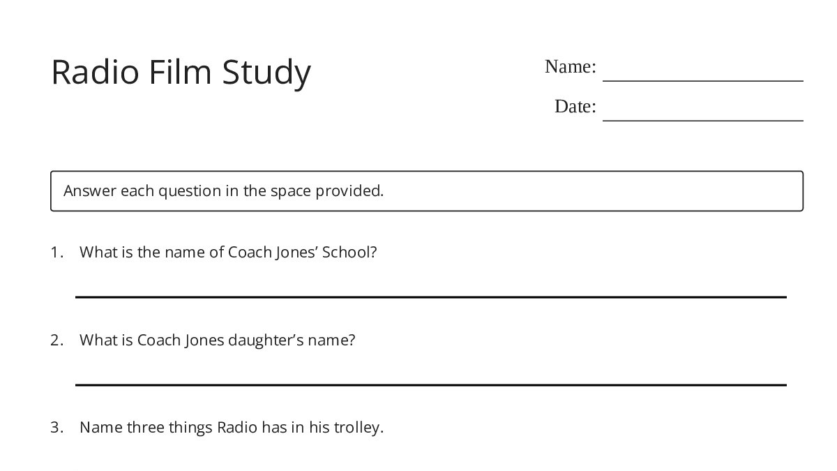 Radio Film Study - My Worksheet Maker: Create Your Own Worksheets