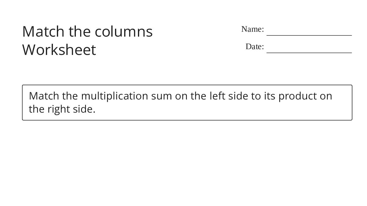 Match the columns Worksheet - My Worksheet Maker: Create Your Own ...