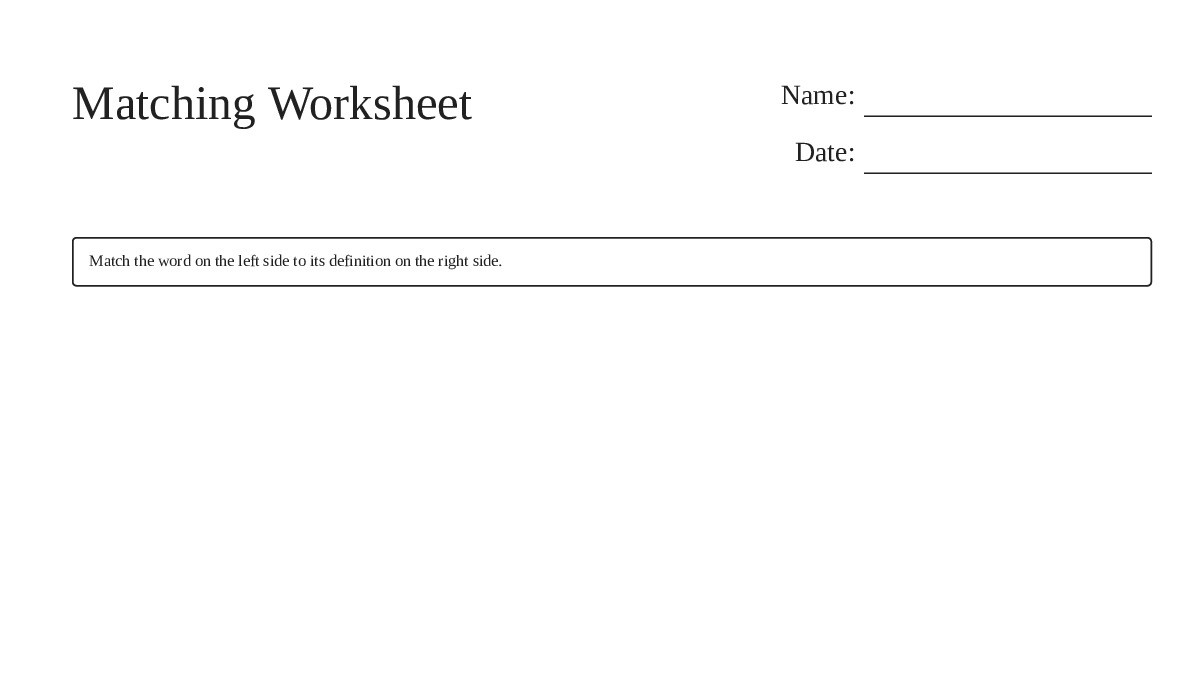 Matching Worksheet - My Worksheet Maker: Create Your Own Worksheets