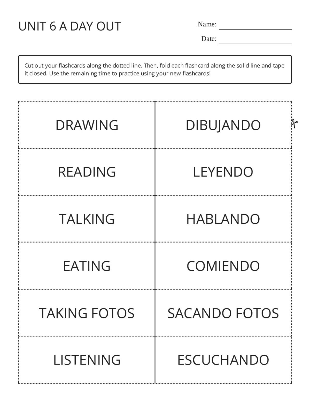 Present continuous flashcards with action verbs like drawing, reading, and eating for 2nd Grade ESL.