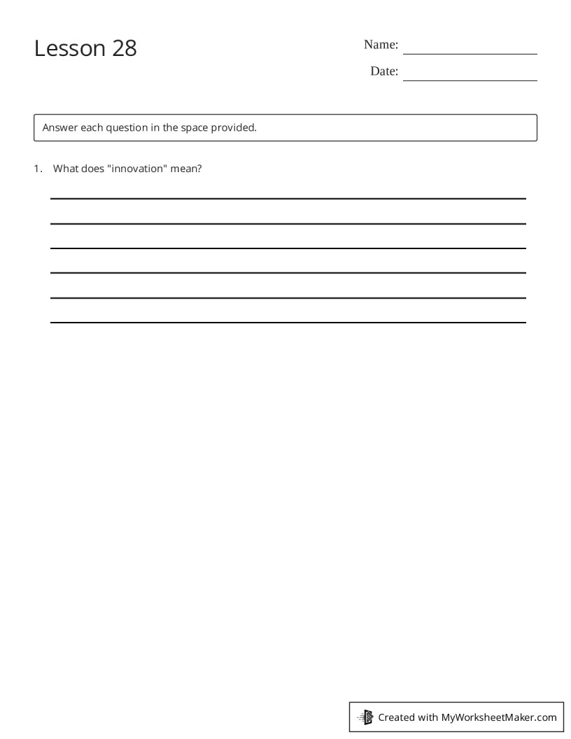 Lesson 28 - My Worksheet Maker: Create Your Own Worksheets