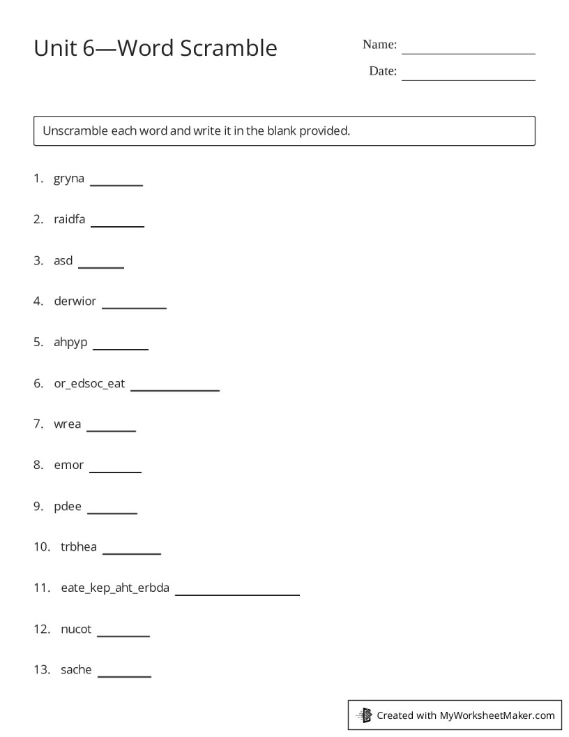 My Worksheet Maker: The Best Online Worksheet Creator