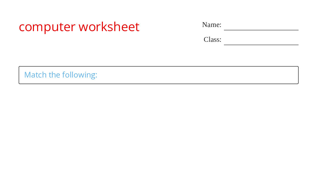 computer worksheet - My Worksheet Maker: Create Your Own Worksheets