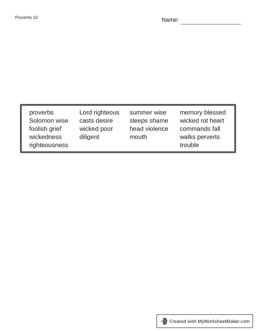 Proverbs 10 My Worksheet Maker Create Your Own Worksheets Proverbs 10 my worksheet maker create your own worksheets