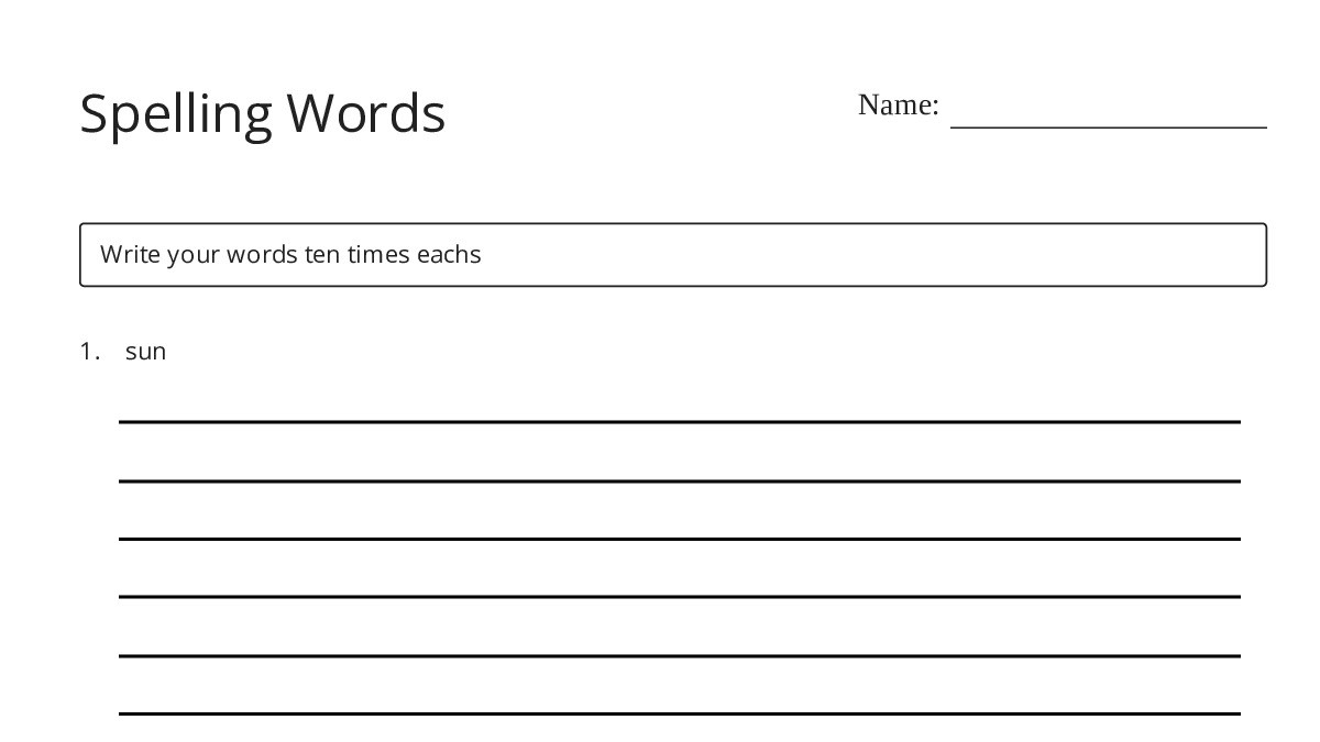 Spelling Words - My Worksheet Maker: Create Your Own Worksheets