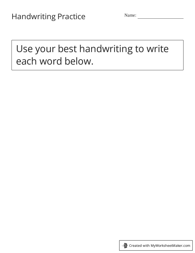 Handwriting Practice My Worksheet Maker Create Your Own Worksheets Handwriting Practice My Worksheet Maker Create Your Own Worksheets